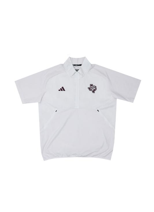 Aggie Football Coaches Issued Short Sleeve Adidas White Windbreaker (New Arrival)