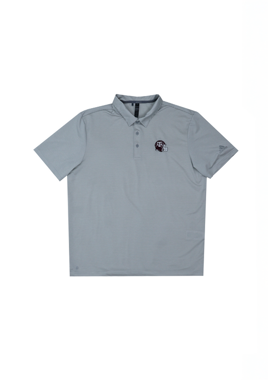 Aggie Football Coaches Exclusive Adidas Grey Stripped Polo (New Arrival)