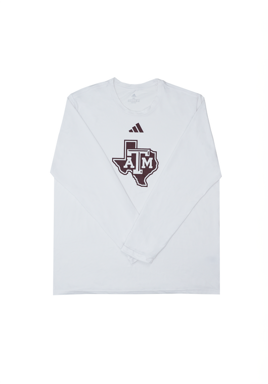 Aggie Football Issued Adidas White Long Sleeve (New Arrival)