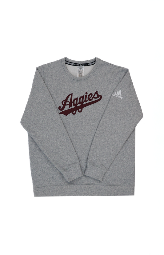 Aggie Football Issued Grey Sweatshirt Adidas Aggie Script