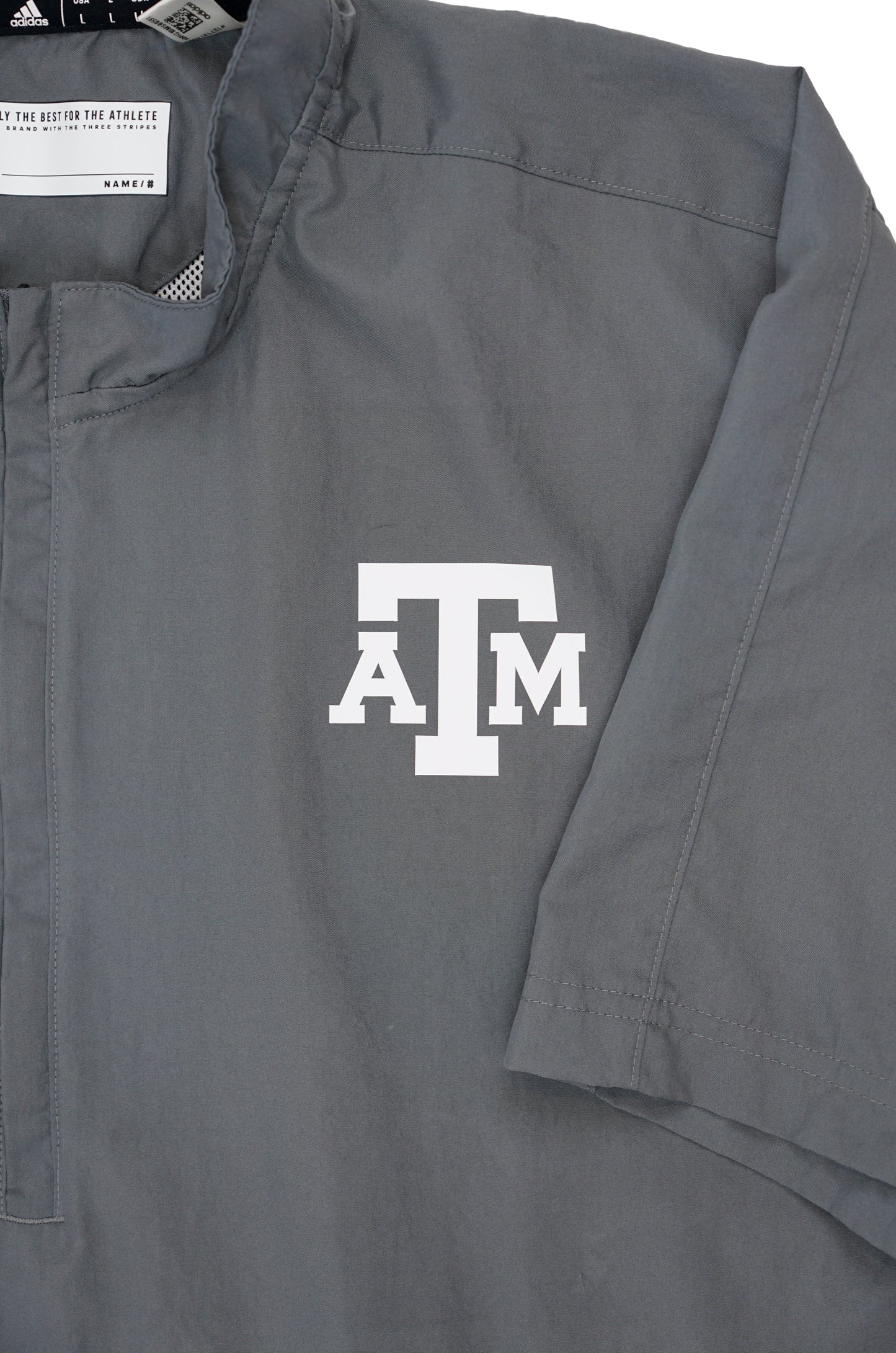 Aggie Football Issued Coaches Grey Adidas Short Sleeve Windbreaker