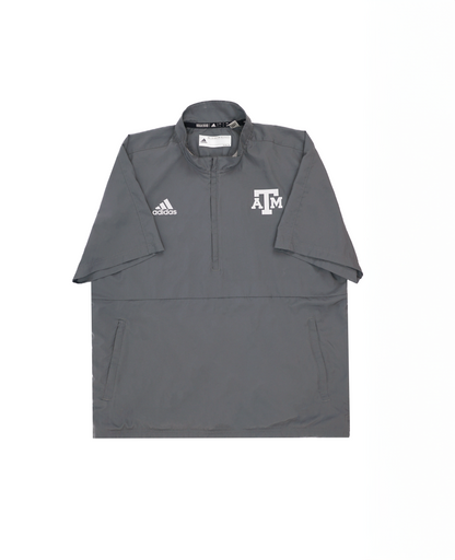 Aggie Football Issued Coaches Grey Adidas Short Sleeve Windbreaker