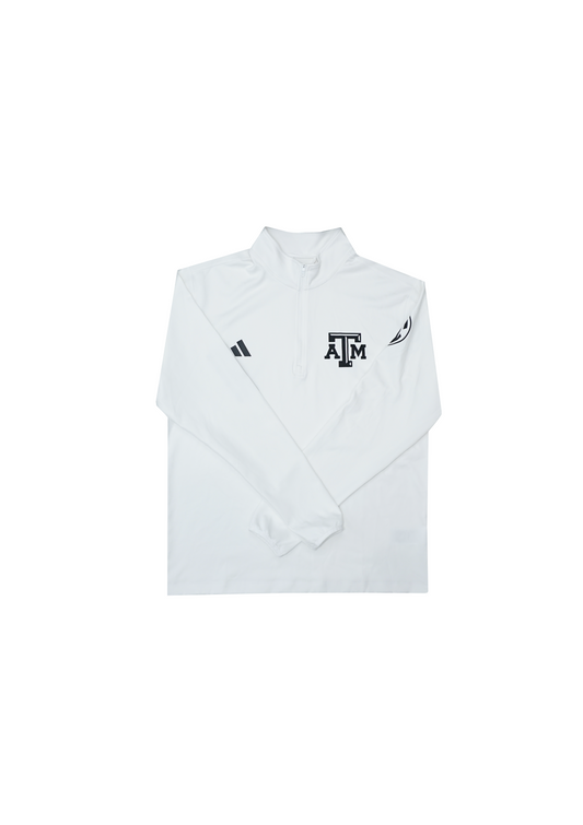 Aggie Football Coaches Issued White Adidas Quarter Zip SEC Patch on Sleeve (New Arrival)