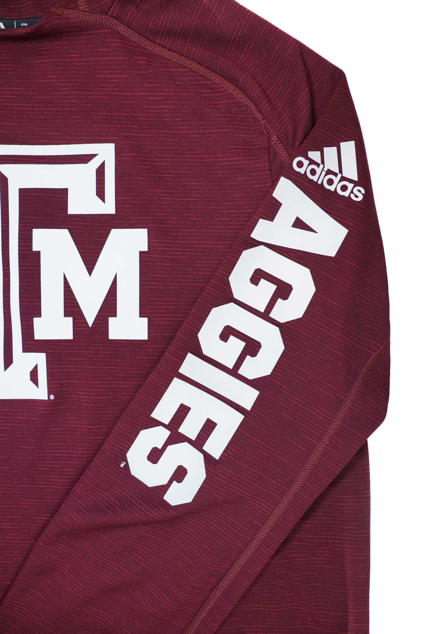 Aggie Football Issued Maroon/White Adidas Long Sleeve Pullover