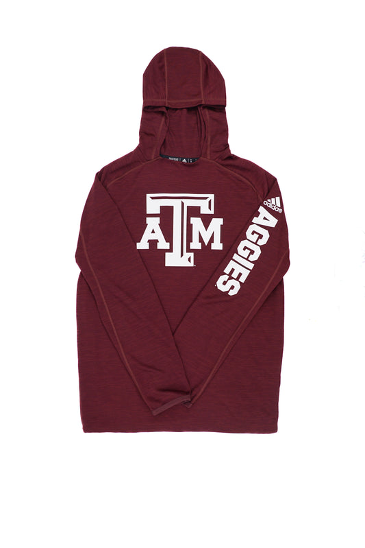 Aggie Football Issued Maroon/White Adidas Long Sleeve Pullover