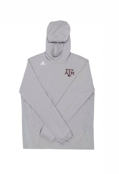 Aggie Football Issued Grey Adidas A&M Long Sleeve Pullover