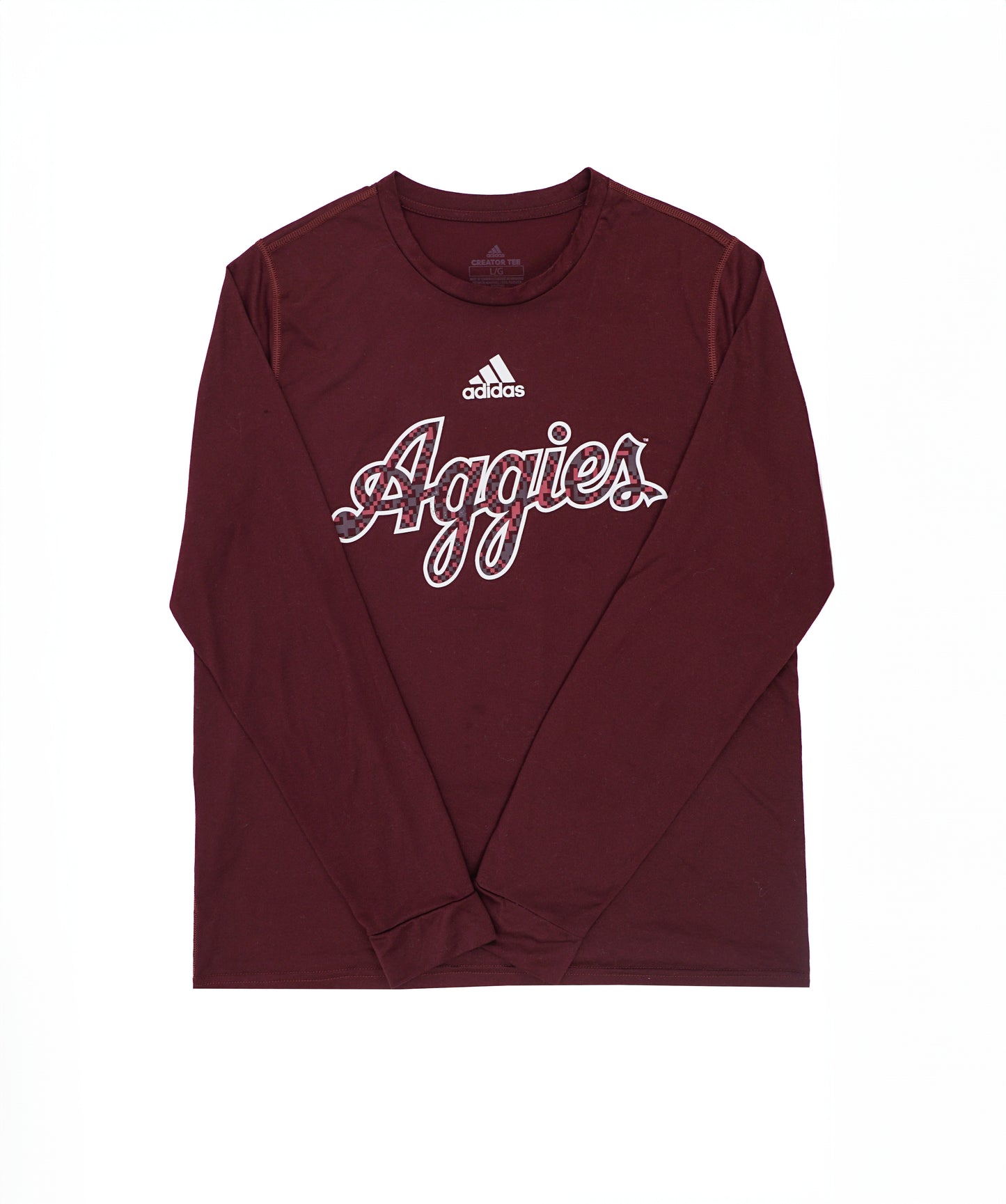 Aggie Football Issued Maroon Aggie Script Adidas Longsleeve