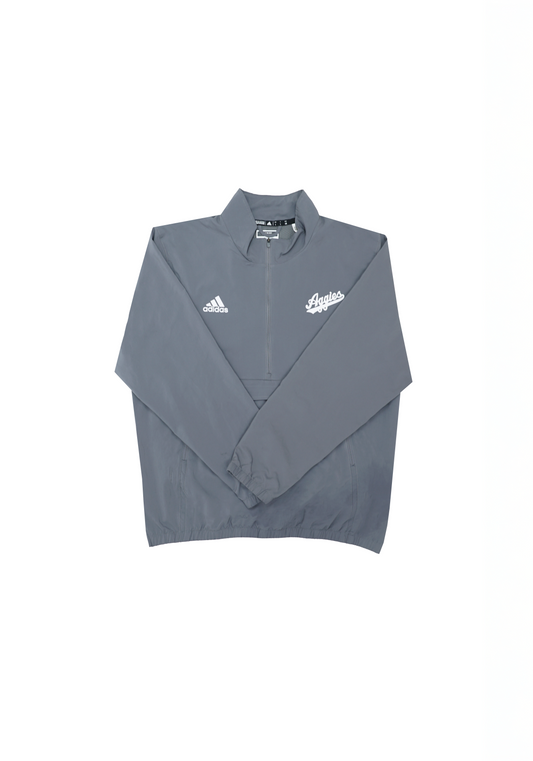 Aggie Football Exclusive Grey Adidas Windbreaker Aggie Script (New Arrival)