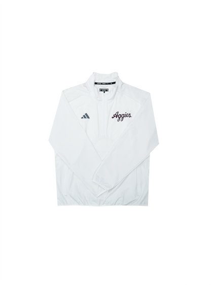 Aggie Football Exclusive White Adidas Windbreaker Aggie Script (New Arrival)