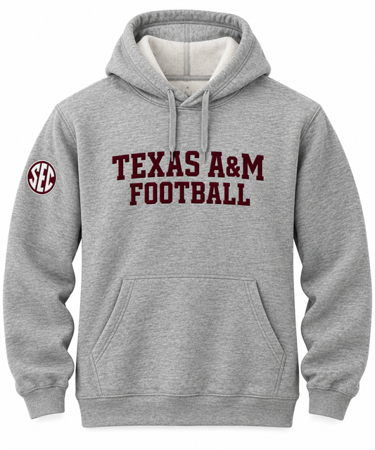 Aggie Football Exclusive Grey Adidas Hoodie (SEC Patch) (New Arrival)