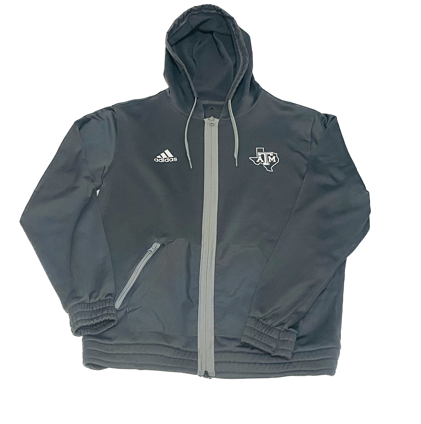 Aggie Football Team Travel Jacket Grey Adidas Long Sleeve Zip Up