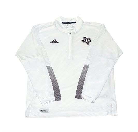 Aggie Football Issued White/Maroon Adidas Quarter Zip