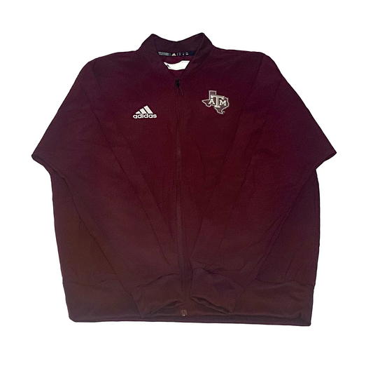 Aggie Football Exclusive Team Travel Jacket Maroon Adidas Long Sleeve Zip Up