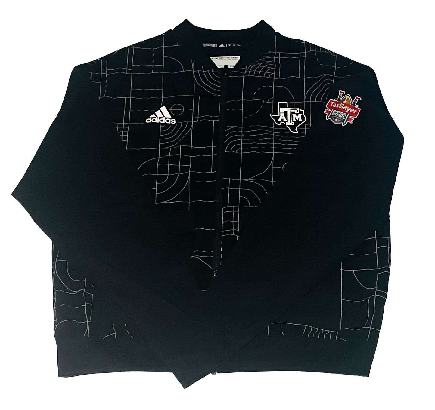 Aggie Football Exclusive Taxslayer Gator Bowl 2021 Black Adidas Travel Long Sleeve Zip Up