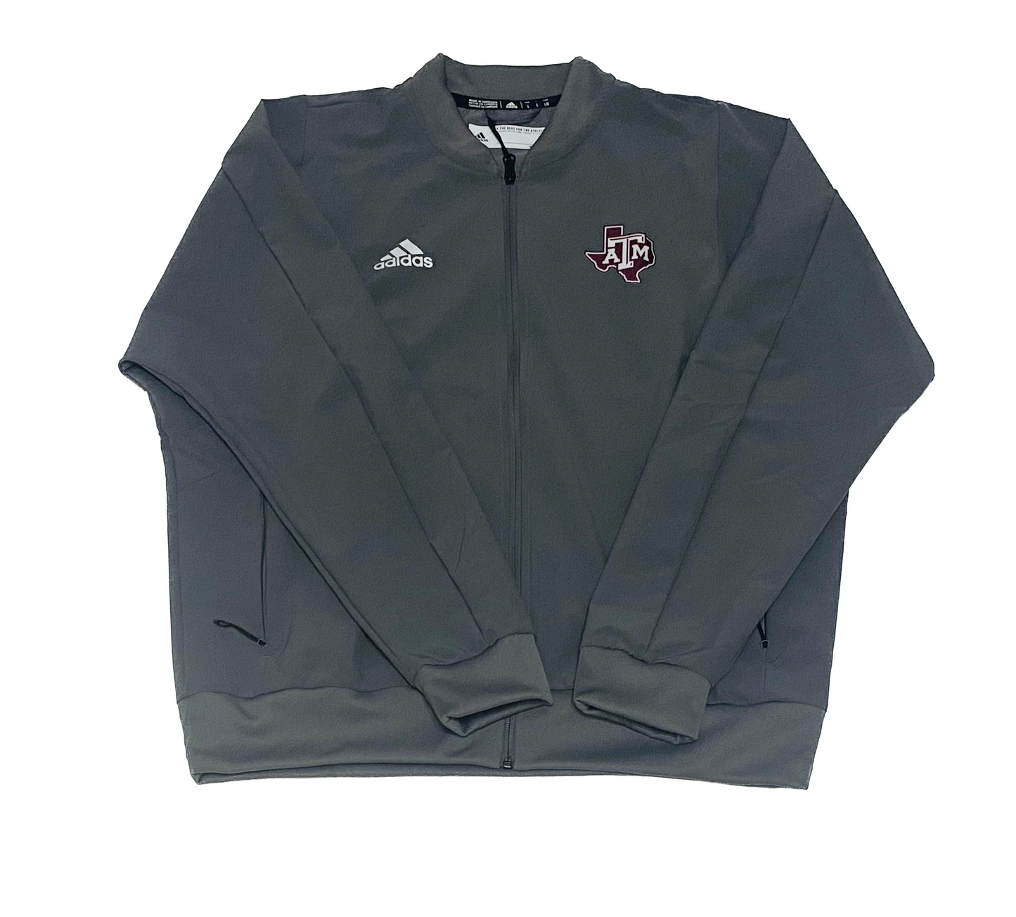 Aggie Football Exclusive Grey Adidas Travel Long Sleeve Zip Up