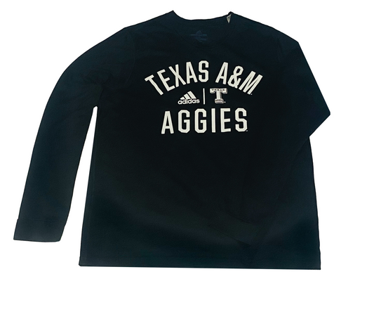 Aggie Football Issued Black A&M Adidas Long Sleeve T-shirt