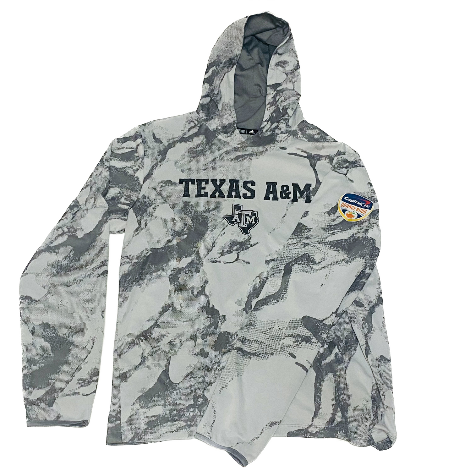 Aggie Football Exclusive 2021 Orange Bowl Camo Adidas Long Sleeve Pullover