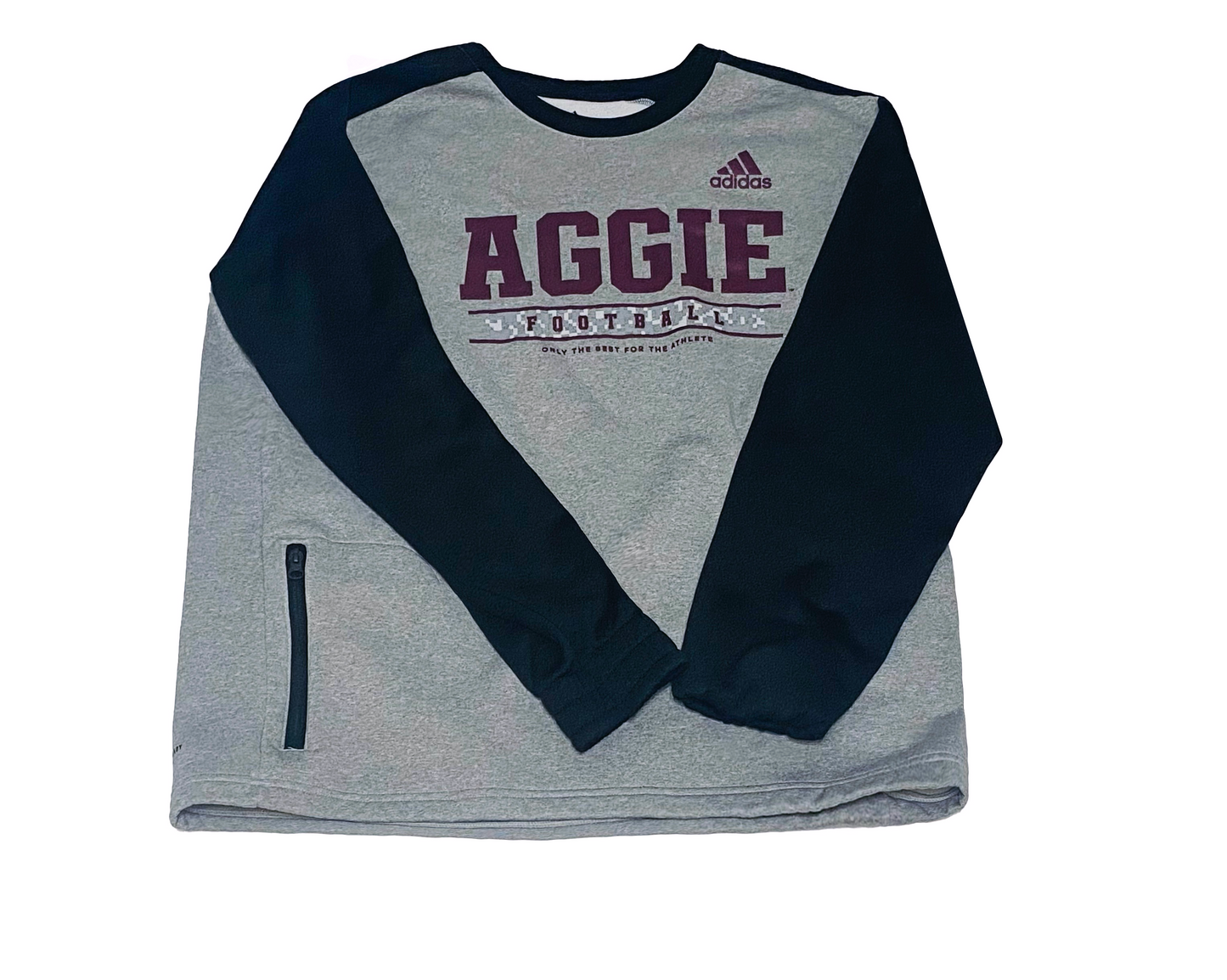 Aggie Football Exclusive Grey/Black Adidas Long Sleeve Sweatshirt