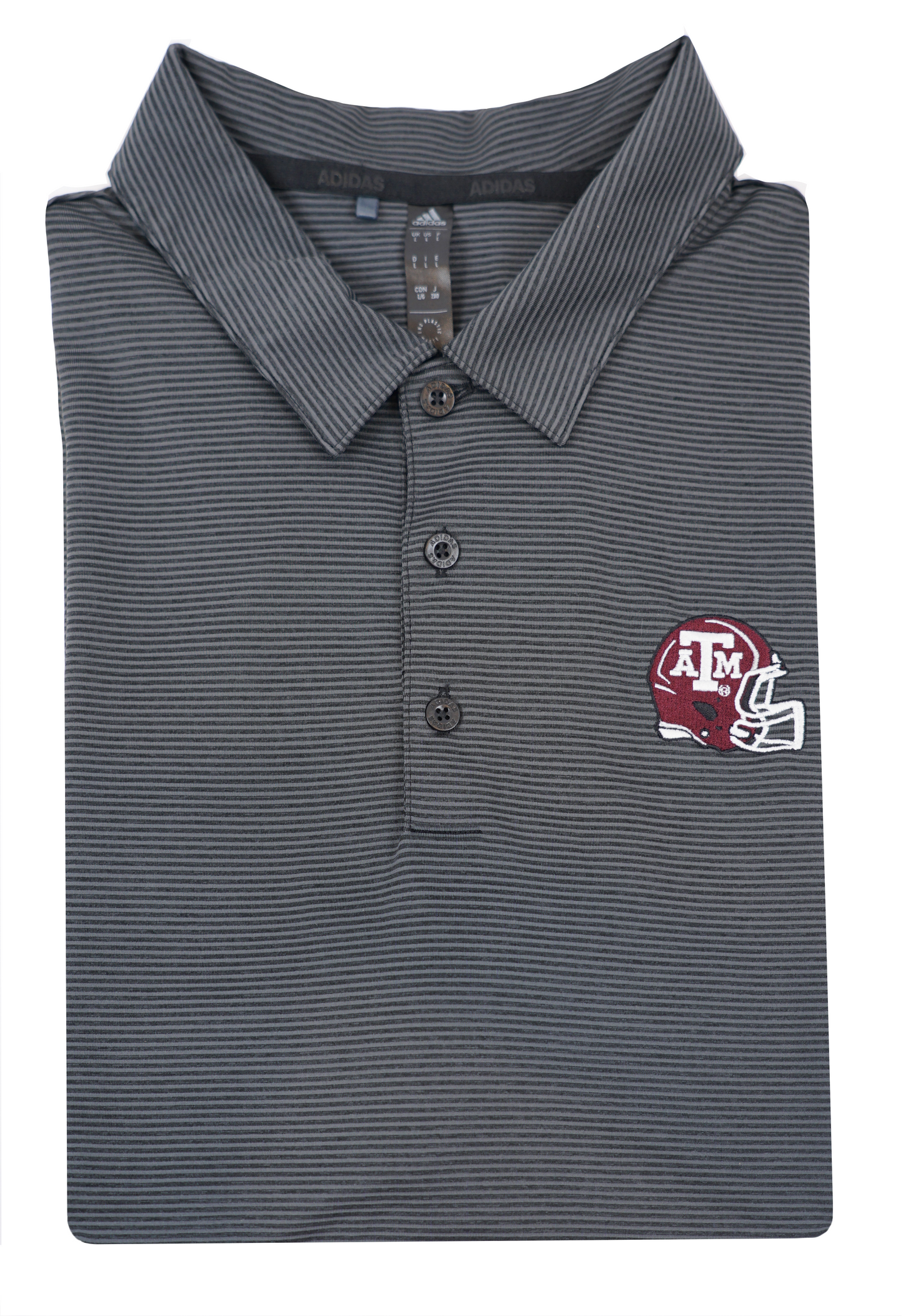 Aggie Football Coaches Exclusive Black Striped Adidas Polo