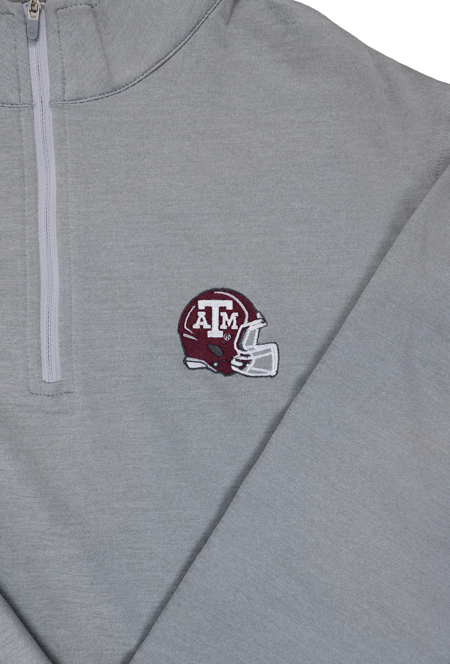 Aggie Football Coaches Exclusive Peter Millar Light Grey Long Sleeve Quarter Zip (Dri Fit)