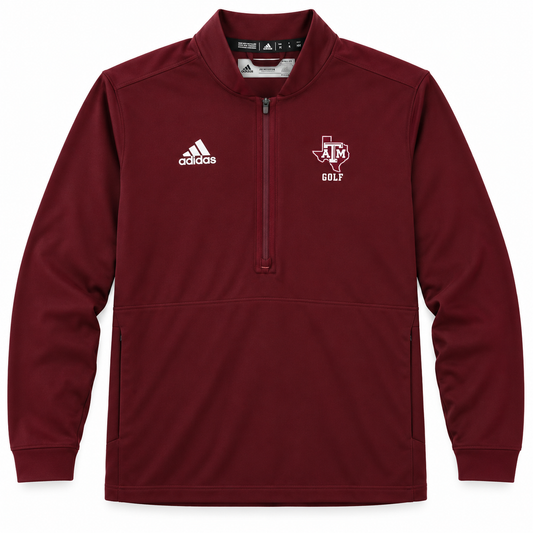 Aggie Golf Exclusive Maroon Adidas Long Sleeve Quarter Zip (SEC Patch on back)
