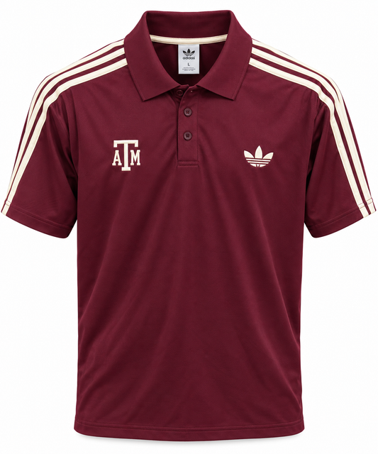 Aggie Football Issued Adidas Retro Maroon Polo (New Arrival)