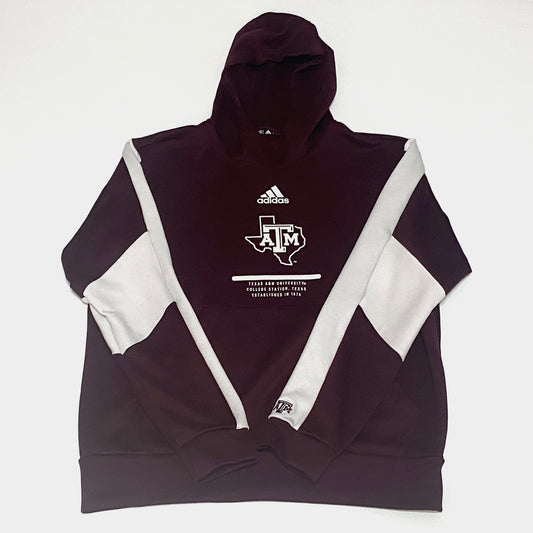 Aggie Football Issued Maroon/White Adidas Long Sleeve Sweatshirt