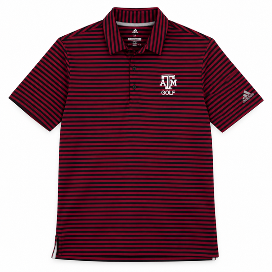 Aggie Golf Exclusive Purple/Navy Stripped Adidas Polo