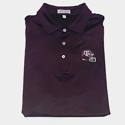 Aggie Football Coaches Exclusive Peter Millar Maroon Speckled Polo